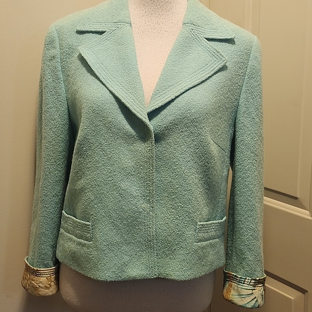 Escada Vintage Wool Rabbit Tweed Blazer Women Size EU 40